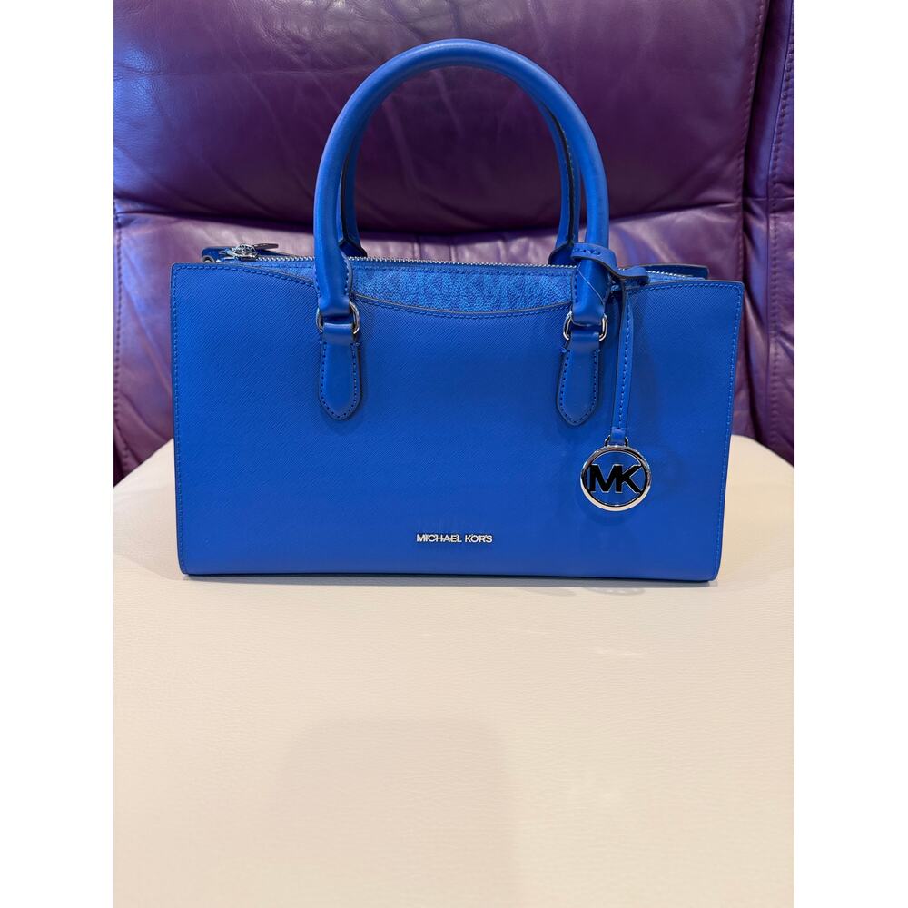 Michael Kors Arden Medium Satchel Galaxy Blue Leather NWT 13”W X 7.5”H X 4”D